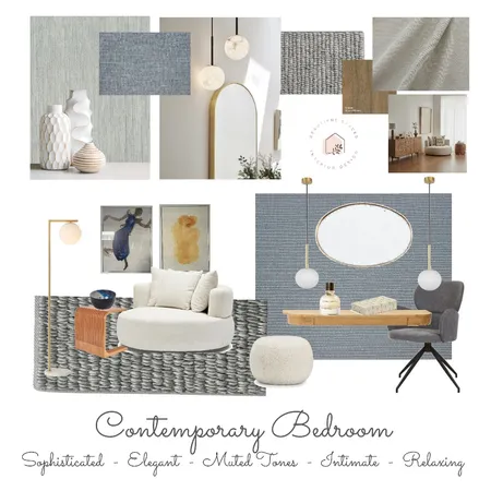 Contemporary Bedroom - muted blues & neutral tones (without makeup nook) Interior Design Mood Board by Beautiful Spaces Interior Design on Style Sourcebook