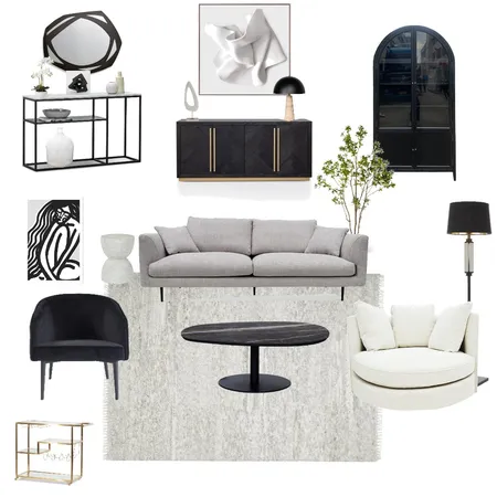 Modern Black and White Interior Design Mood Board by Allison Kayes Designs on Style Sourcebook