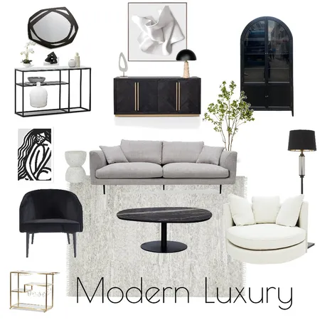 Modern Black and White Interior Design Mood Board by Allison Kayes Designs on Style Sourcebook