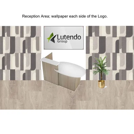 Lutendo Group - Reception Area. Wallpaper each side of the logo Interior Design Mood Board by Asma Murekatete on Style Sourcebook