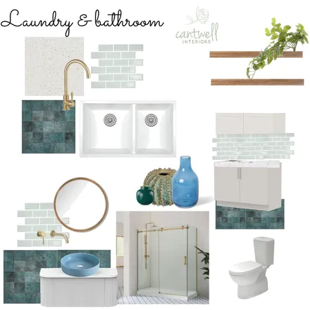 Beach side laundy & bathroom combo - brushed gold Interior Design Mood Board by Cantwell Interiors on Style Sourcebook