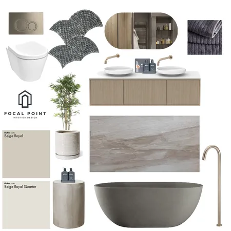 Calming Grey Beige Bathroom Interior Design Mood Board by Focal Point Interior Design on Style Sourcebook