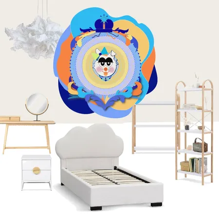 blue yellow and orange girl bedroom wit supersister cat wall decor Interior Design Mood Board by Gos from Design Home Space on Style Sourcebook