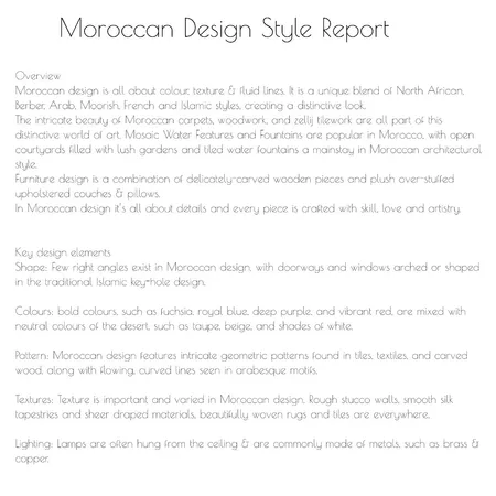 Moroccan Design Style Report Interior Design Mood Board by anitamcrae on Style Sourcebook