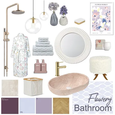 Flowery BATHROM Interior Design Mood Board by sammyfunayama on Style Sourcebook