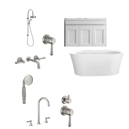 Moira Sargent's Brushed Nickel Bathroom Interior Design Mood Board by kiwiandtheyank@gmail.com on Style Sourcebook