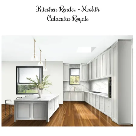 Kitchen Render - Neolith Calacutta Royale Interior Design Mood Board by Space Style Melbourne on Style Sourcebook