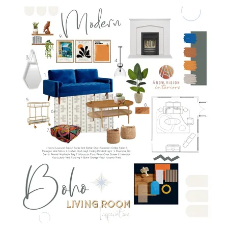 Modern Boho Inspiration Interior Design Mood Board by Ārow Visions Interiors on Style Sourcebook