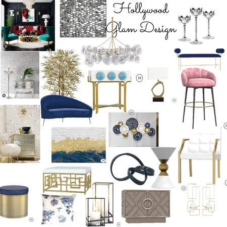 Hollywood glam mood board Interior Design Mood Board by altitishereen@gmail.com on Style Sourcebook