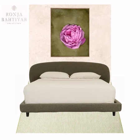 Organic cream, green and floral rose decor ideas for master bedr0om Interior Design Mood Board by Ronja Bahtiyar Art on Style Sourcebook