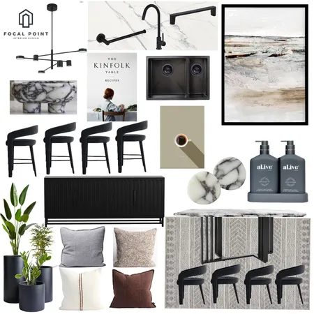 Modern Luxe Mood Board: Black, Chocolate, Plum & Viola Marble Accents Interior Design Mood Board by Focal Point Interior Design on Style Sourcebook