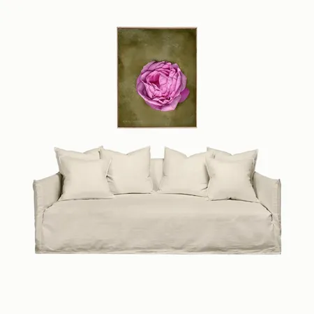 Floral art in Green and Pink over White Linen Sofa Interior Design Mood Board by Ronja Bahtiyar Art on Style Sourcebook