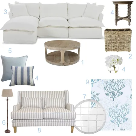Hamptons Living Room Interior Design Mood Board by Andrew Bowen on Style Sourcebook