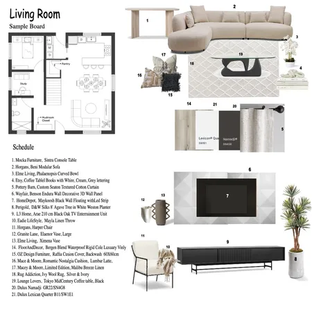 Module 9 - Living Room Interior Design Mood Board by neelupaul on Style Sourcebook