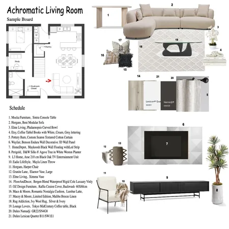 Module 9 - Living Room Interior Design Mood Board by neelupaul on Style Sourcebook