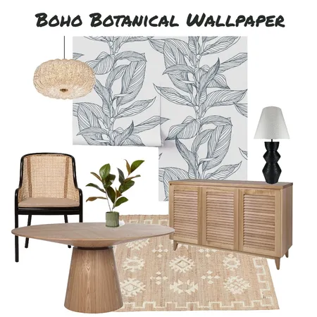White blue boho botanical wallpaper Interior Design Mood Board by ShellyBruno on Style Sourcebook