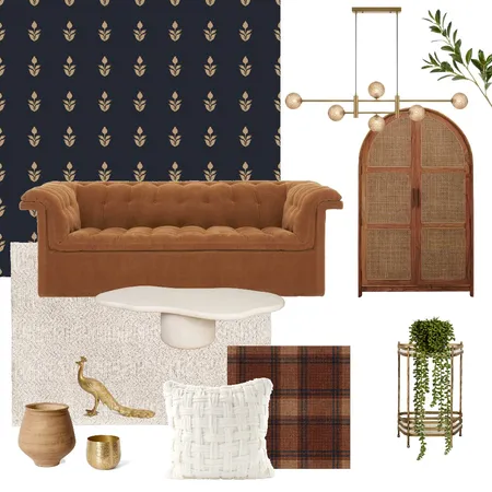Navy poppy block print Interior Design Mood Board by Beeky Illustration & Design on Style Sourcebook