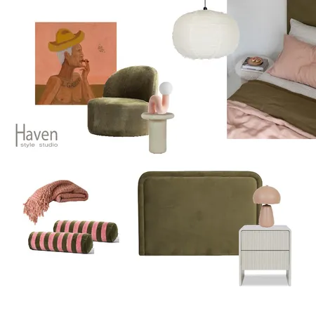 Pink and green Interior Design Mood Board by Haven Style Studio