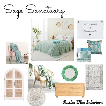 Sage Sanctuary Bedroom Interior Design Mood Board by Rustic Blue Interiors on Style Sourcebook