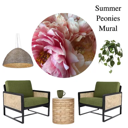 Summer Peonies Mural Interior Design Mood Board by Annabel Taylor HOME on Style Sourcebook