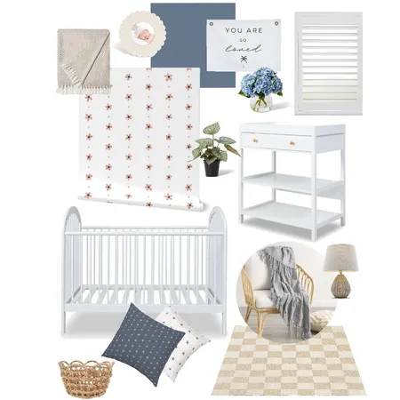 Boho Gender neutral nursery blue and browns Interior Design Mood Board by artofsmalljoys on Style Sourcebook