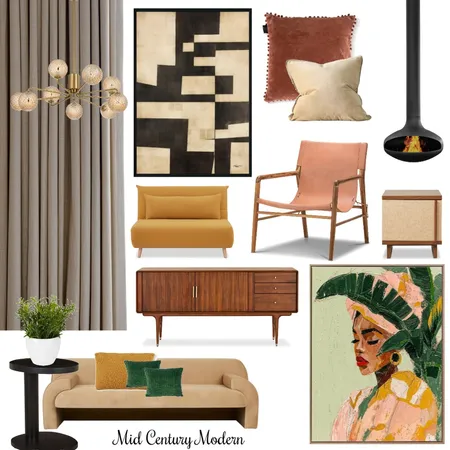 Mid Century Modern Living Room Interior Design Mood Board by sandyjordan8@gmail.com on Style Sourcebook