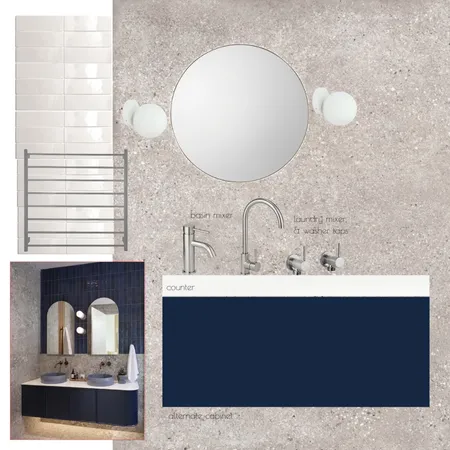 bath moodboard - french navy - 6 azolla place Interior Design Mood Board by terra spatial design on Style Sourcebook