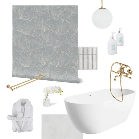 Japandi calm bathroom wallpaper Interior Design Mood Board by Milena Barbalinardo on Style Sourcebook