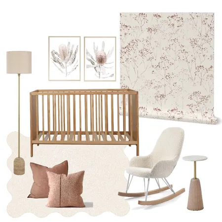 Retro Pink Garden Cloud Wallpaper Interior Design Mood Board by Walkitart on Style Sourcebook