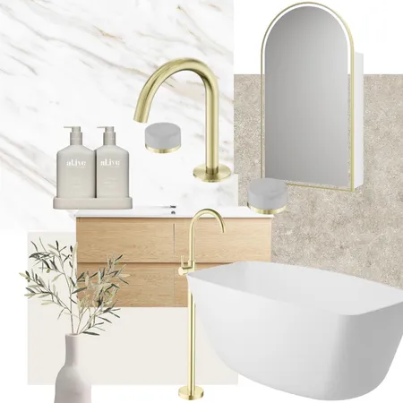 Brushed Gold and Carrara Bathroom Interior Design Mood Board by vanessa_VPM on Style Sourcebook