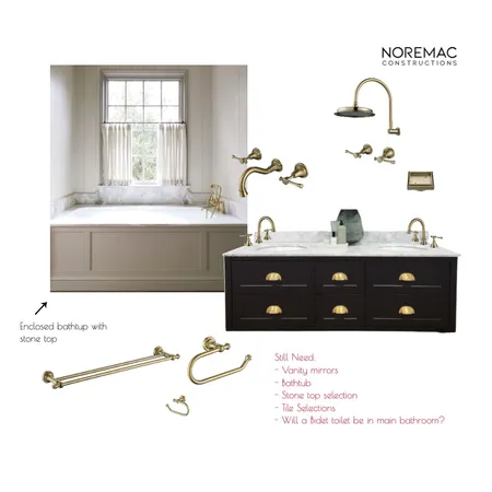 Main Bathroom Interior Design Mood Board by Noremac Constructions on Style Sourcebook