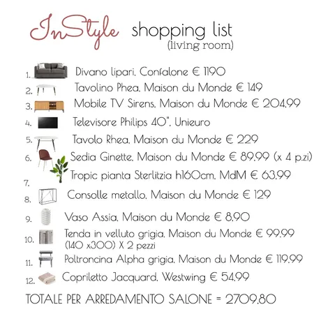 Shopping list Interior Design Mood Board by InStyle Idea on Style Sourcebook
