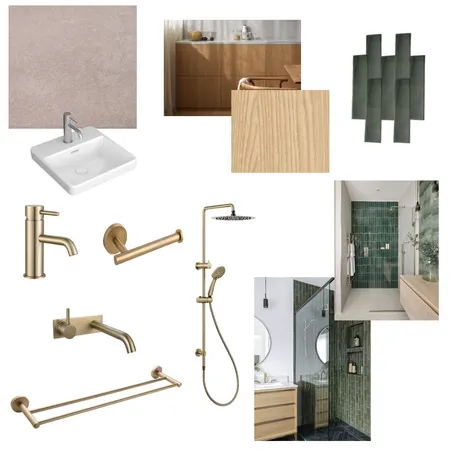 Ensuite - Green Whoosh Accent wall Interior Design Mood Board by Chelsea Fraser on Style Sourcebook