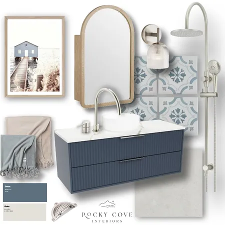 Coastal Hamptons Bathroom Square Interior Design Mood Board by Rocky Cove Interiors on Style Sourcebook