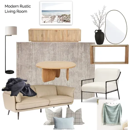 Modern Rustic Living Room Interior Design Mood Board by NookNest Pty Ltd on Style Sourcebook