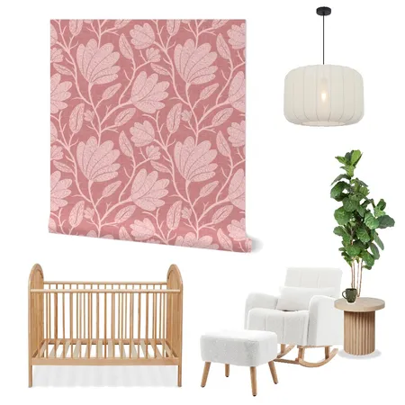 Cottagecore Floral Wallpaper for Baby Girl Nursery Interior Design Mood Board by ashclarkart on Style Sourcebook