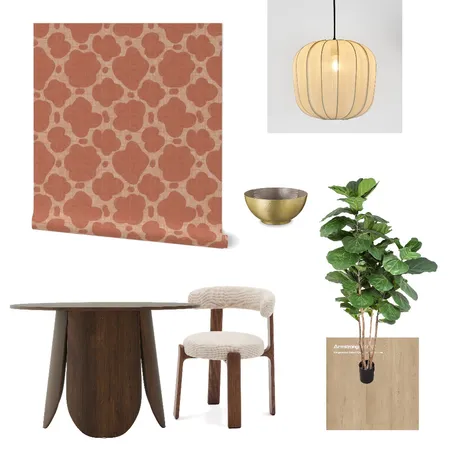 Japandi Wabi-Sabi Abstract Wallpaper for Dining Room Interior Design Mood Board by ashclarkart on Style Sourcebook