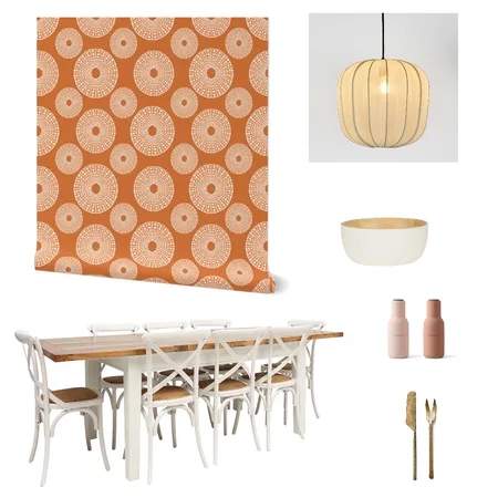 Orange Sea Urchins Wallpaper for Dining Room Decor Interior Design Mood Board by ashclarkart on Style Sourcebook