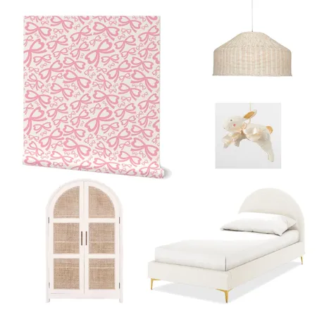 Preppy Pink Bows Wallpaper for Girl’s Room Decor Interior Design Mood Board by ashclarkart on Style Sourcebook