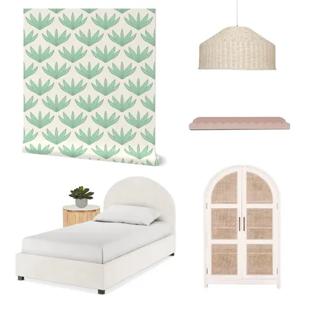 Strawberry Leaves Wallpaper for Teen Girl’s Room Interior Design Mood Board by ashclarkart on Style Sourcebook
