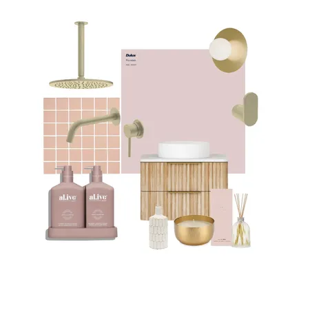 Pink and Soft Gold Brushed Bathroom Inspiration Interior Design Mood Board by ESTELLE on Style Sourcebook