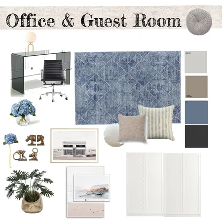Office & Guest Room (Blue-Black) Interior Design Mood Board by Swanella on Style Sourcebook