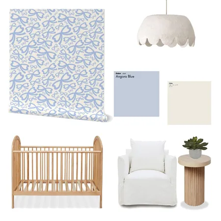Preppy Bow Wallpaper for Nursery Decor Interior Design Mood Board by ashclarkart on Style Sourcebook