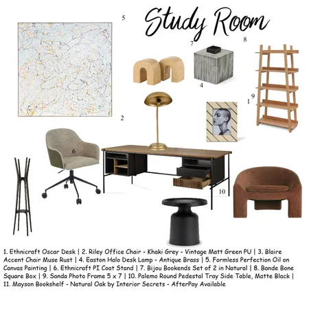 Study Room Interior Design Mood Board by info.landaconcepts@gmail.com on Style Sourcebook