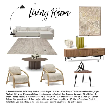 Living Room Interior Design Mood Board by info.landaconcepts@gmail.com on Style Sourcebook