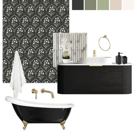 Dark Elegant Bathroom Interior Design Mood Board by brittanypolatisdesign on Style Sourcebook