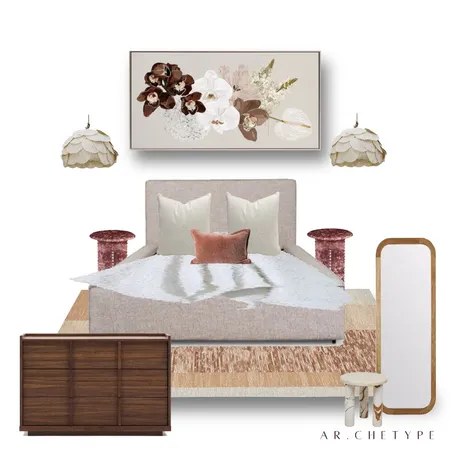 Red Wood Bedroom Interior Design Mood Board by AR.CHETYPE DESIGN on Style Sourcebook