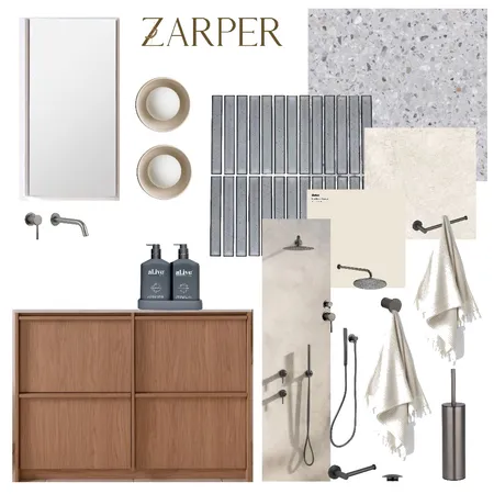Louis's Ensuite Bathroom with Cream Lights Interior Design Mood Board by Zarper Interiors on Style Sourcebook