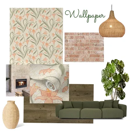 Wallpaper in Peach coral easter lily trailing with carpet of white snowdrops in spring Interior Design Mood Board by jowilldesign on Style Sourcebook