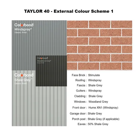 Taylor 40 External Scheme 1 Interior Design Mood Board by andrew@renhomes.net.au on Style Sourcebook